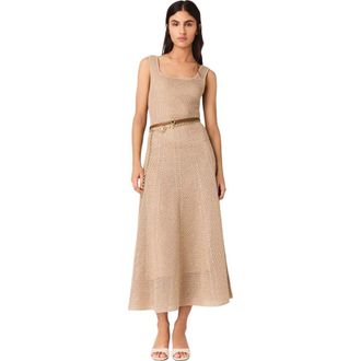 Maje Rhinestone knit maxi dress in Nude at Nordstrom, Size 38 Eu