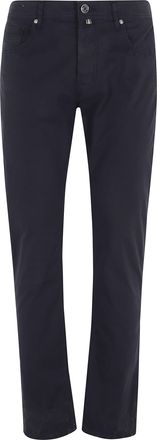 Jacob Cohen Dark Blue Slim Bard Five-Pocket Cotton-Blend Pants