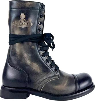 Vivienne Westwood Parachute Boot - Dames - Veterlaarzen - Zwart - 36 EU - Leer - Schoenen