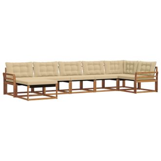 vidaXL Conjunto De Sof&aacute;s De Exterior Con Coj&iacute;n 7 Pcs Natural Y Beige Vidaxl
