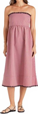 Sundays Logan Strapless Midi Dress In Summerhouse Plaid