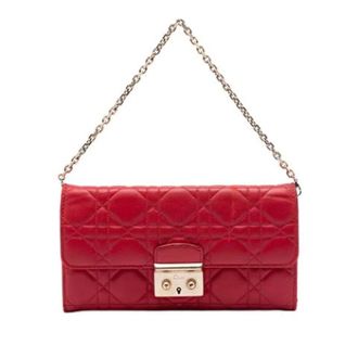 Dior Pre-owned Promenade Wallet on Chain - Dames - Pre-owned - Rood - Maat: ONE Size Leer
