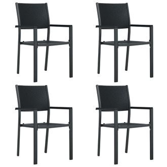 vidaXL Vidaxl - Sillas De Jard&iacute;n 4 Unidades Pl&aacute;stico Con Aspecto De Rat&aacute;n Negro
