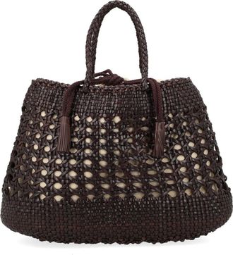 Dragon Diffusion Brown Santa Cano Woven Leather Handbag