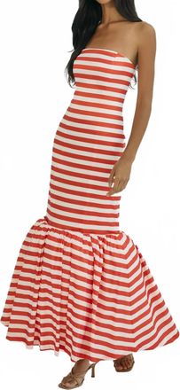 Hutch Olina Maxi Gown In Ivory/red Nautical Stripe