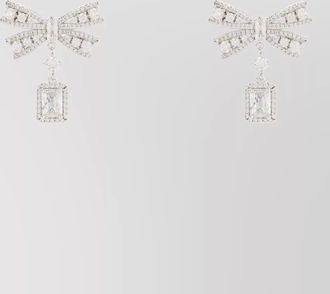 Self Portrait bow crystal dangle earrings statement design