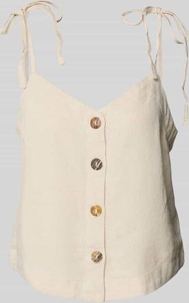 Ichi Top aus Leinen-Viskose-Mix mit Knopfleiste in Beige, Gr&ouml;&szlig;e 42