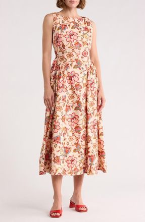 CeCe by Cynthia Steffe Sleeveless Cotton Midi Dress in Poppy Red at Nordstrom Rack, Size X-Small