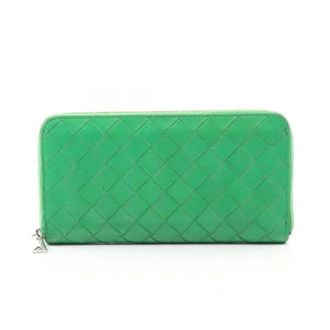 Bottega Veneta Pre-owned Wallets, female, Green, Size: ONE SIZE Pre-owned Intrecciato Leather Long Zipper Wallet
