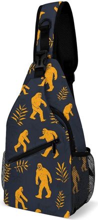 Generic Bigfoot Pattern Unisex Shoulder Bags Casual Crossbody Chest Bag Sling Backpack for Hiking Cycling Travel