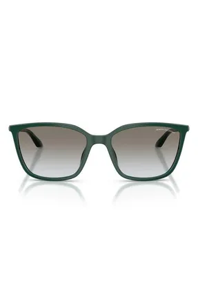 A|X Armani Exchange 55mm Square Sunglasses in Dark Green /Grey Gradient at Nordstrom