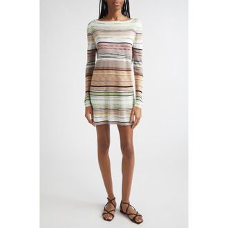 Missoni Flame Space Dye Stripe Minidress in Green Brown Tones at Nordstrom, Size 10 Us