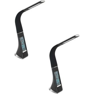 Loops 2 PACK Table Lamp Colour Black Touch On/Off Dimming Clock LED 3.2W Included
