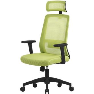 ML Design Sedia da Ufficio Ergonomica Schienale a Rete Verde con Poggiatesta Regolabile Braccioli e Rotelle Sedia Girevole per Scrivania Funzione Dondolo