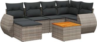 vidaXL Set De Sof&aacute;s De Jard&iacute;n 7 Piezas Con Cojines Rat&aacute;n Pe Gris Vidaxl