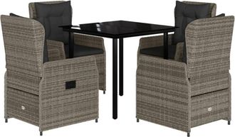 vidaXL Set Comedor De Jard&iacute;n 5 Piezas Con Cojines Rat&aacute;n Sint&eacute;tico Gris Vidaxl