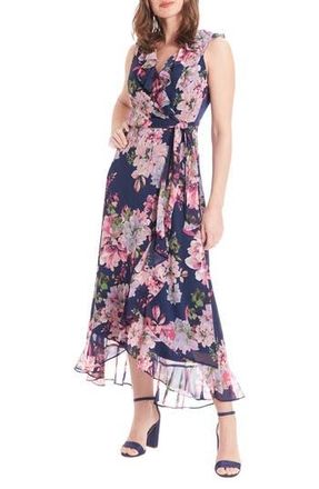 London Times Floral Chiffon Dress in Navy Fuchsia at Nordstrom Rack, Size 12P