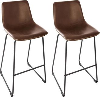 Atmosphera Atmosphera - Juego De 2 Taburetes De Bar lois Marr&oacute;n Co&ntilde;ac Efecto Cuero Cr&eacute;ateur DInt&eacute;rieur