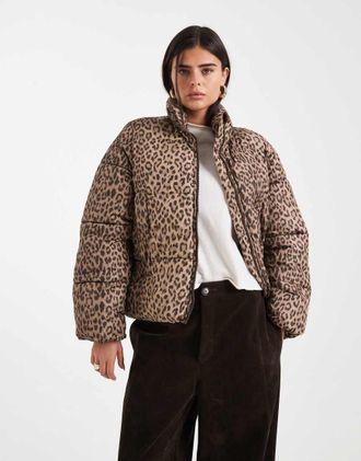 Vero Moda Piumino corto con stampa leopardata-Neutro