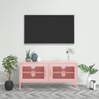 Berkfield Home TV Cabinet Pink 105x35x50 cm Steel | Size: 105 x 35 x 50 cm
