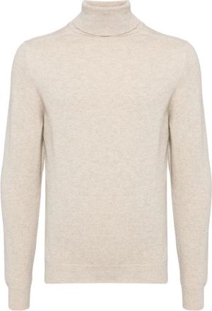 Fedeli Cashmere Knitwear, male, White, M, Cashmere Knit Roll Neck Jumper