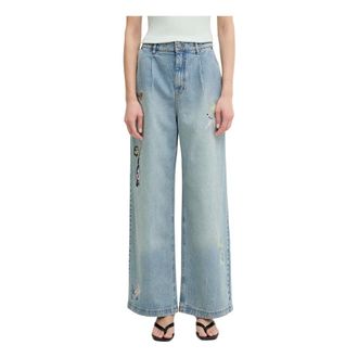 Munthe Brali Wijde Jeans - Dames - Jeans - Blauw - Maat: M Katoen