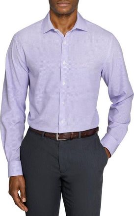 W.R.K Round Geo Print Performance Dress Shirt in White/purple at Nordstrom, Size 16.5