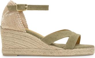 Castaner Bruna Sandal - Dames - Sleehakken - Groen - 38 EU - Katoen - Schoenen