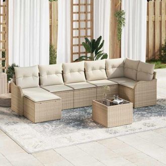 vidaXL Vidaxl - Conjunto De Sof&aacute; De Jard&iacute;n Con Coj&iacute;n 8 Pcs Beige Polirat&aacute;n