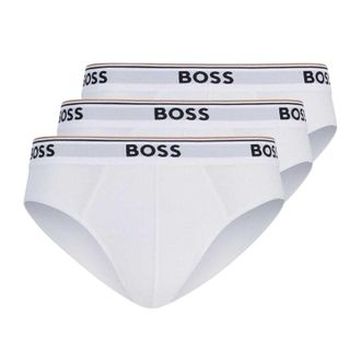 HUGO BOSS Mens Premium Cotton Briefs (Pack of 3) (White) - Size Small