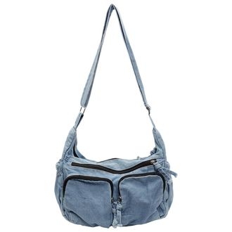 Generic Denim Messenger Bag Casual Retro Tote Bag Large Crossbody Bag Jean Purses for Women Work Shopping Travel (Light Blue)