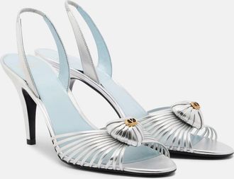 Valentino Garavani Coeur Royal metallic leather slingback sandals