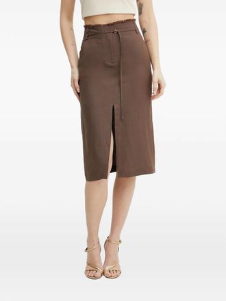 Patrizia Pepe front-slit midi skirt - Brown