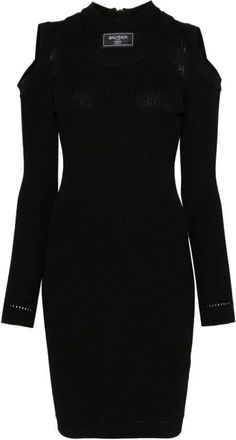 Balmain Siganture Logo Patch Knit Mini Dress, Brand Size 34 ( US Size 2 )