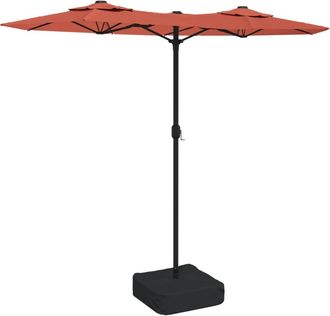 vidaXL Vidaxl - Sombrilla Doble De Jard&iacute;n Con Luces Led Terracota 316x145 Cm