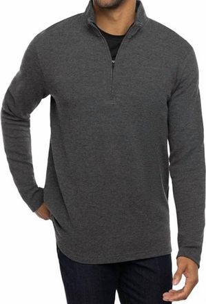Travis Mathew Cloud Waffle Quarter Zip Golf Pullover In Charcoal