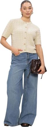 MY ESSENTIAL WARDROBE Divamw Knit Cardigan - Dames - Vesten - Beige - XL - Katoen - Truien & Vesten