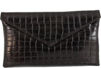 Loni Neat Clutch/Shoulder Bag Faux Patent Animal Crocodile Brown Womens, M