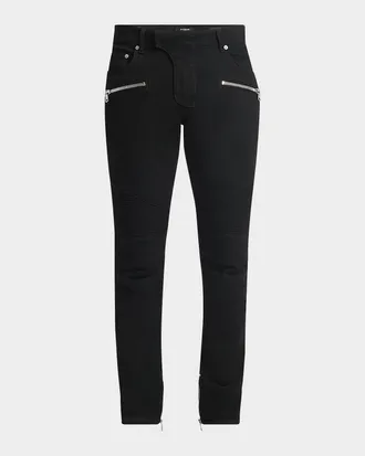 Balmain Men & apos;s Denim Biker Pants