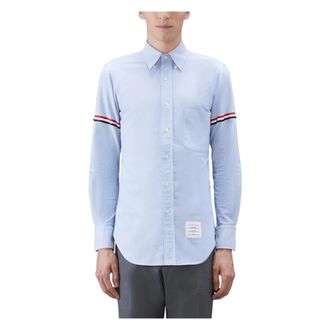 Thom Browne Casual Shirts, male, Blue, Size: M Oxford Armband Shirt