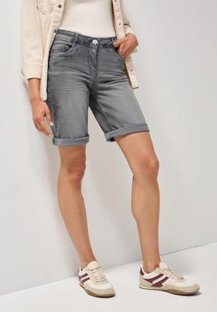 Cecil Shorts CECIL Style Scarlett, Damen, Gr. 25, N-Gr, grau (mid grau used wash), Web, Obermaterial: 78% Baumwolle, 20% Polyester, 2% Elasthan, unifarben, 