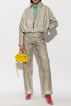 Loewe Denim Jacket With Draping, Womens, Grey