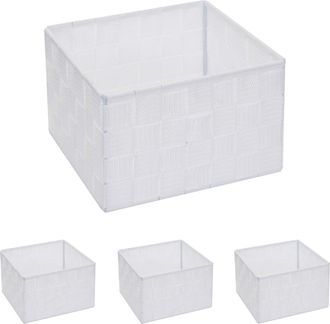 Hhg Hhg - Nunca Usado] Juego De 4 Cestas De Almacenaje 258, Cesta Decorativa Cesta De Almacenaje Estanter&iacute;a Deco 12x19x19cm, Blanco