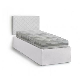 Dmora Talamo Italia Cama Individual Cleonice, Juego De Cabecero En Ecopiel Con Base Ortop&eacute;dica Y Cenefa, 100% Made In Italy, Adecuado Para Cama Individual, 