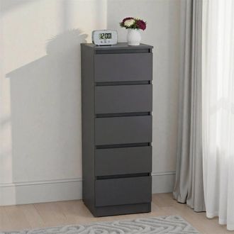 Seconique Malvern 5 Drawer Narrow Chest - Grey