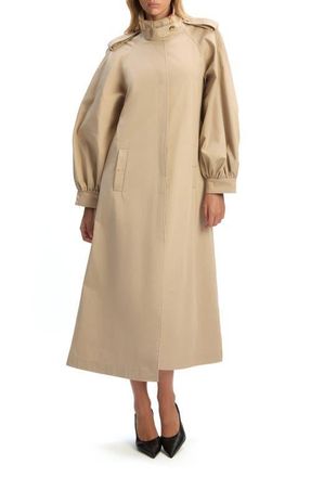 Bardot Isler Longline Trench Coat in Latte at Nordstrom, Size X-Large