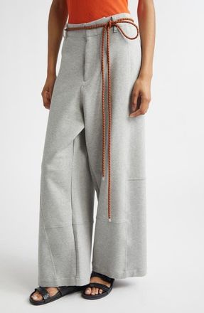 Plan C Cotton Blend Scuba Knit Wide Leg Pants in Granite Grey Melange at Nordstrom, Size 8 Us