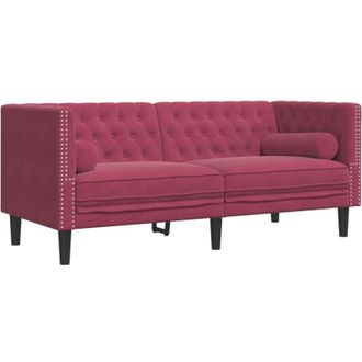 vidaXL Vidaxl - Sof&aacute; Chesterfield 2 Plazas Con Cojines Terciopelo Rojo Tinto