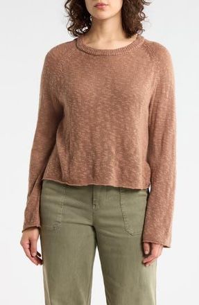 Abound Slub Knit Long Sleeve Top in Brown Fresco at Nordstrom Rack, Size X-Small