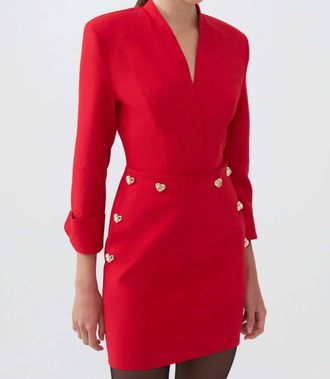 Nocturne Shoulder Pad Mini Dress In Red